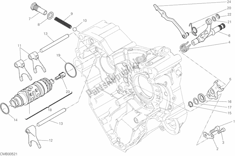 All parts for the Gear Change Mechanism of the Ducati Diavel Xdiavel S Brasil 1260 2019